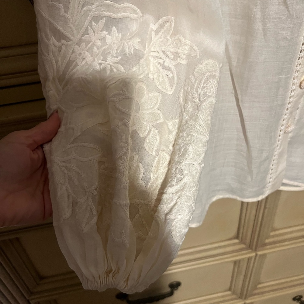 ZIMMERMANN CREAM OTTIE EMBROIDERED BLOUSE AU 1, US 6 Small - Picture 7 of 17
